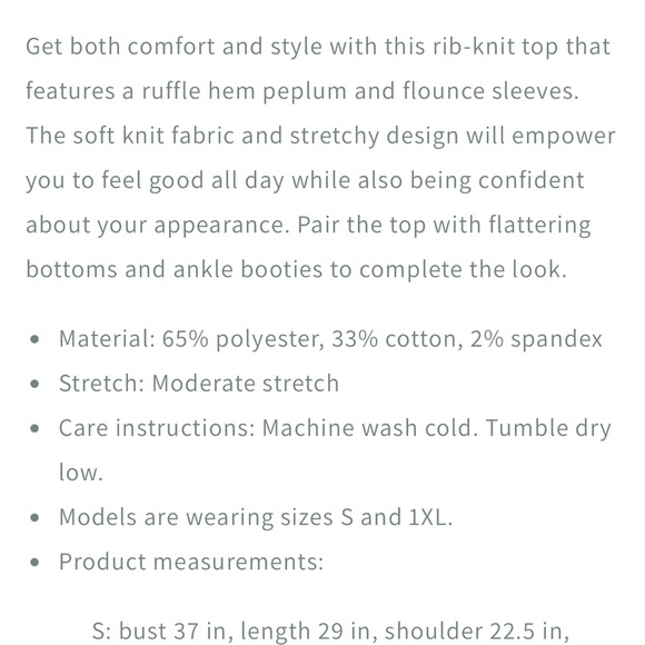 🎈3/$25🎈NWOT Acting Pro Slightly Ribbed Peplum Blouse - Picture 4 of 10